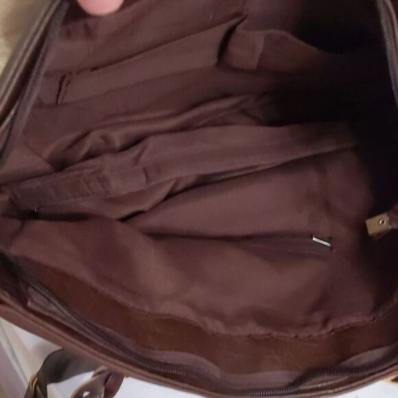 WEIMEIBAIGE Brown Vegan Leather Tote Bag Shoulder Purse Large - Picture 7 of 10